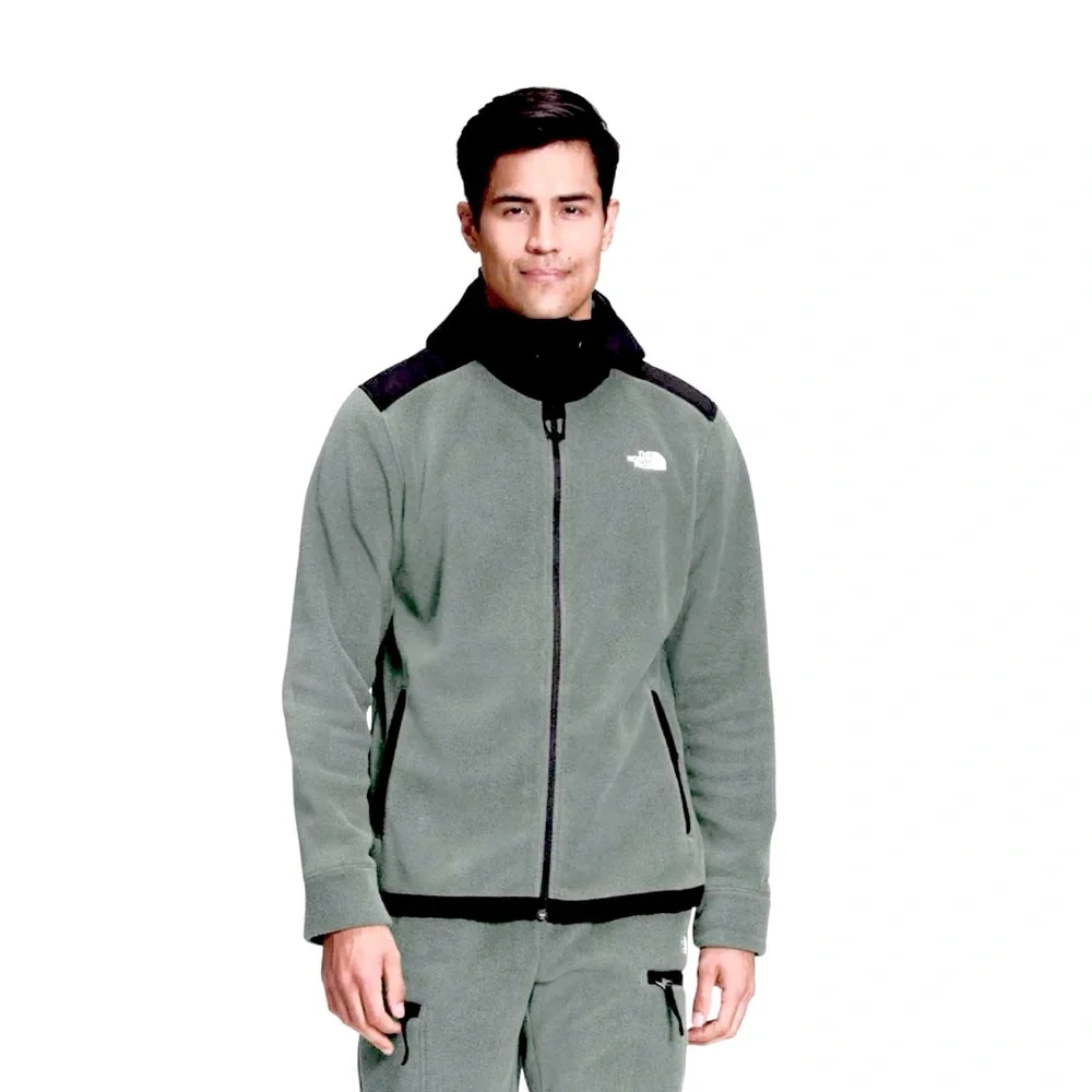 Men’s North Face Fleece Full Zip Polartech Jacket in Gray w/ Black Collar Size L